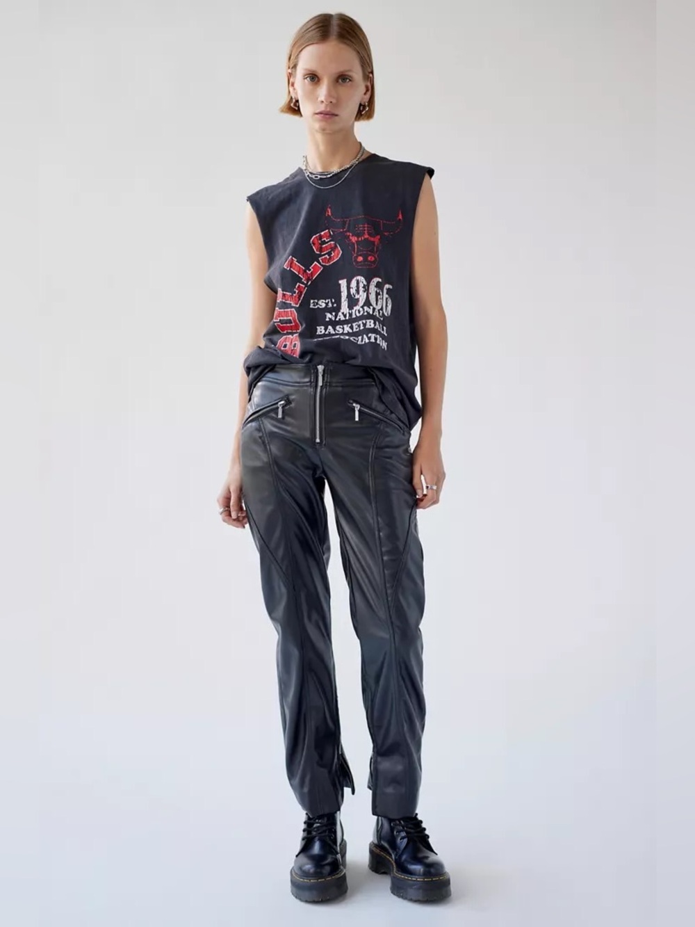 Urban Outfitters UO Olivia Faux Leather Zipper Pants Black Sz 4